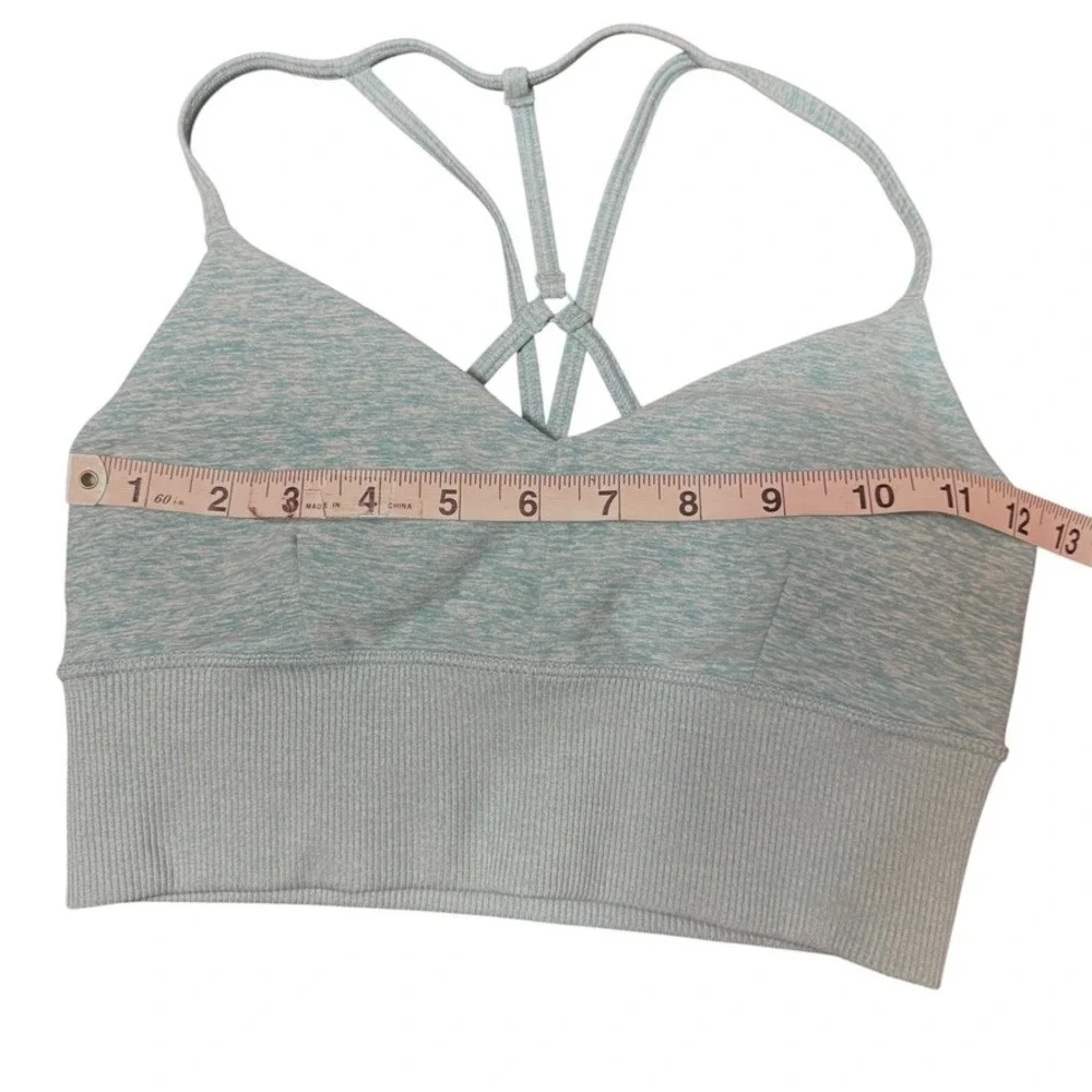 ALO Yoga Lavish Bra XS‎ Light Blue Heathered Crisscross Back Activewear Top